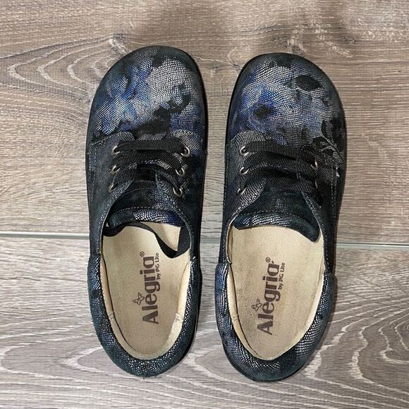 Alegria Kimi PRO Stone Roses Womens Sz 6-6.5/EU 36M Leather Metallic Floral Shoe - Picture 5 of 12